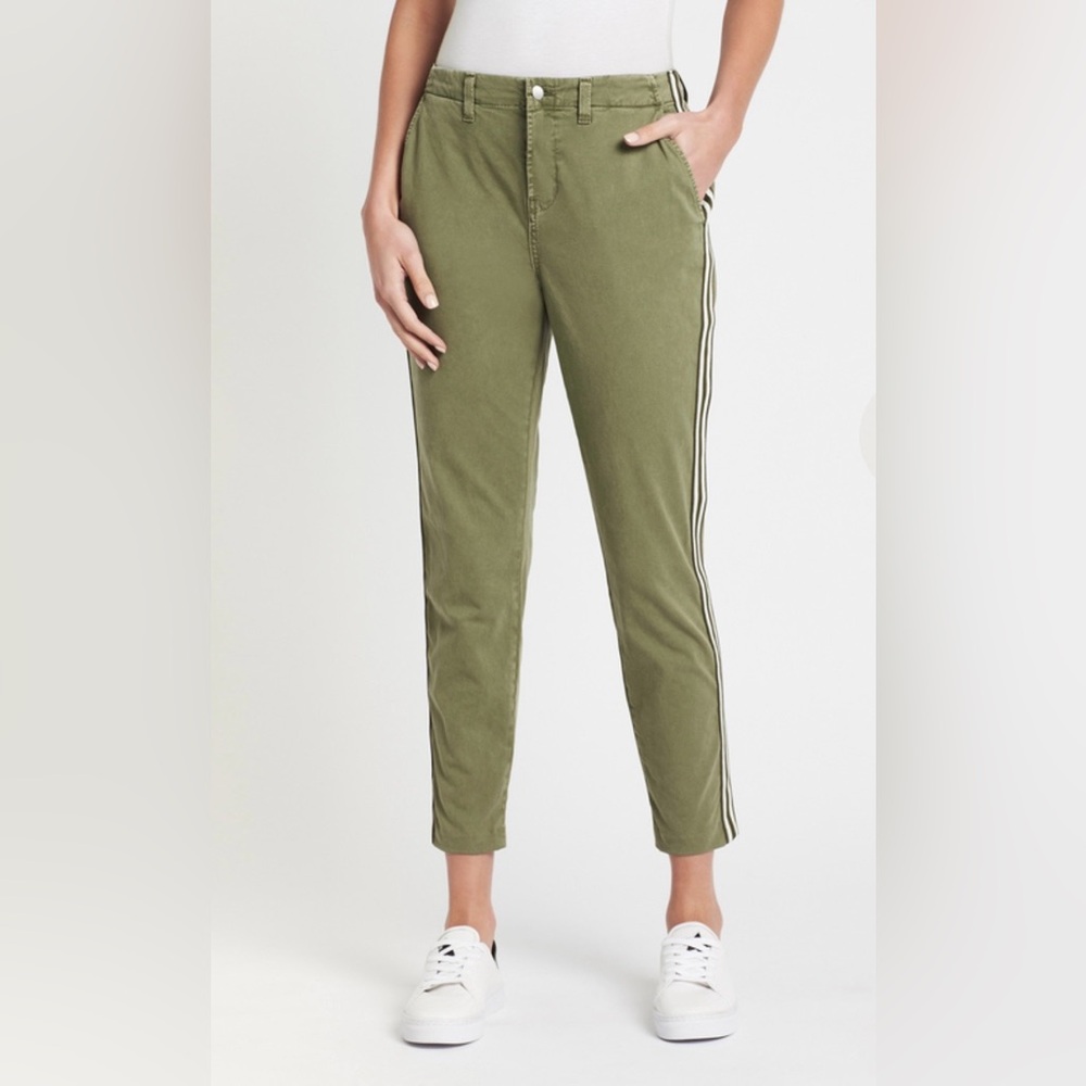 L'Agence Jem Mid Rise Side Stripe Ankle Crop Skinny Trousers Brigade Green 26